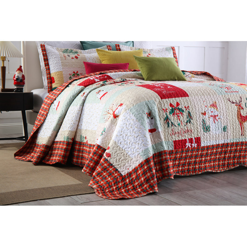 Polyester Plaid Quilt, King Quilt + 2 Shams