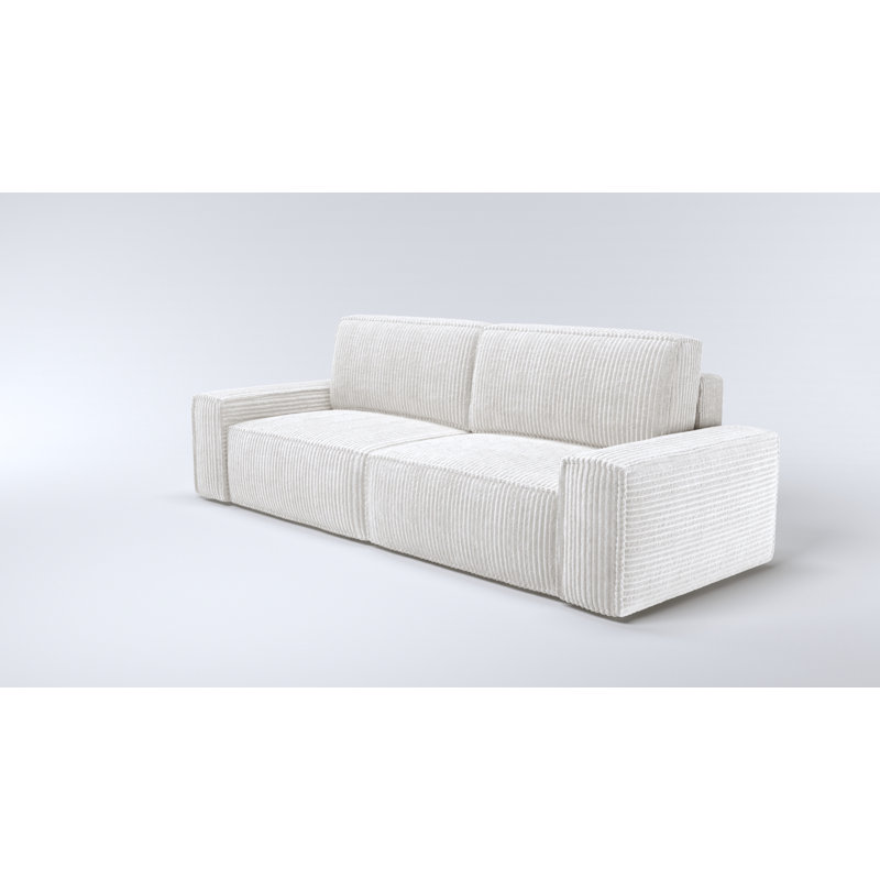 Candee 3 Seater Corduroy Sofa Bed, White