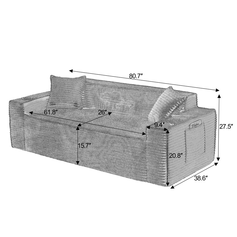 Canapés désossés, canapé moderne pour les salons compacts, aucun assemblage requis, Blanc