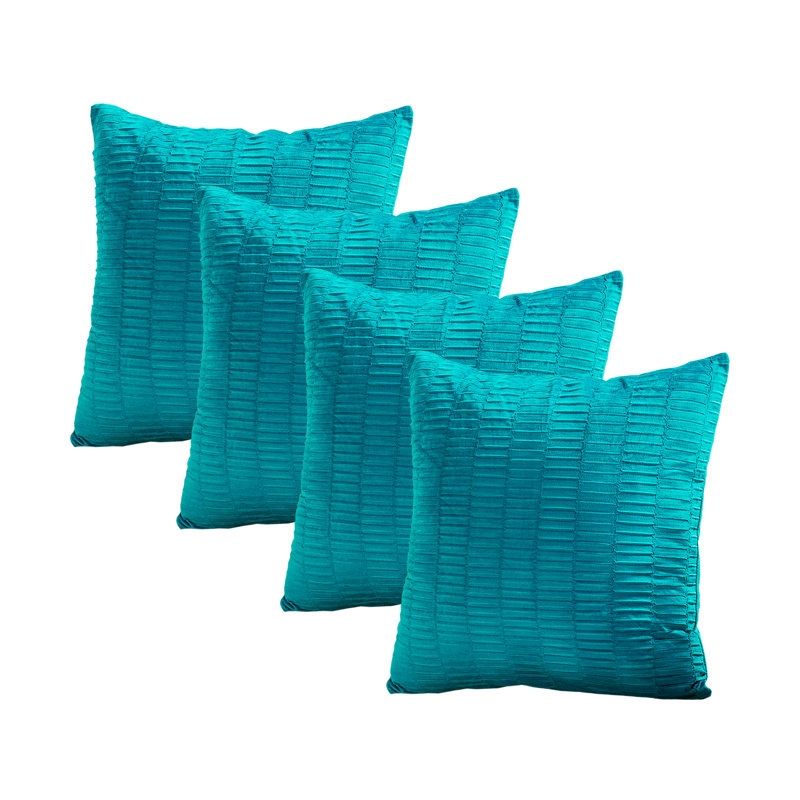 Velvet Pleated Throw Pillow Cover, Storm Blue