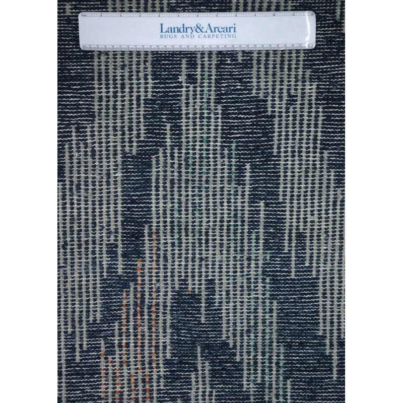 Tapis unique nouvel âge 8 pi 10 po x 12 pi 3 po Flame Stitch en bleu / argent / bleu marine