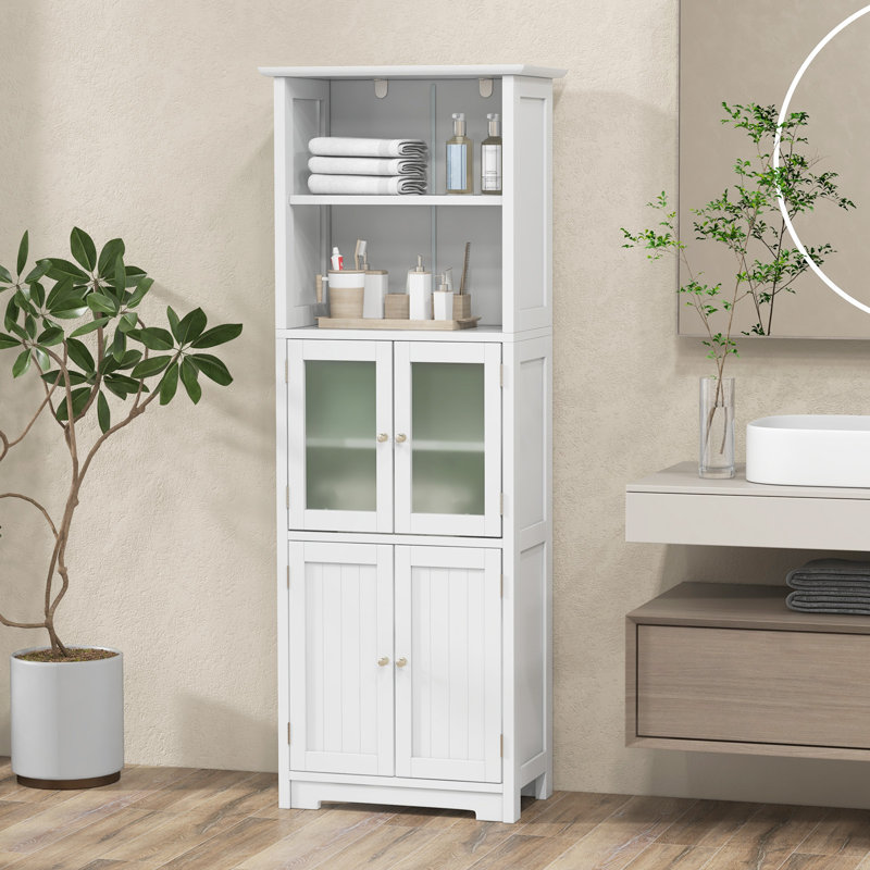Tall Bathroom Storage Cabinet, Pantry Cabinet Cupboard, Floor Standing Storage Cabinet For Living Room, Kitchen, White
