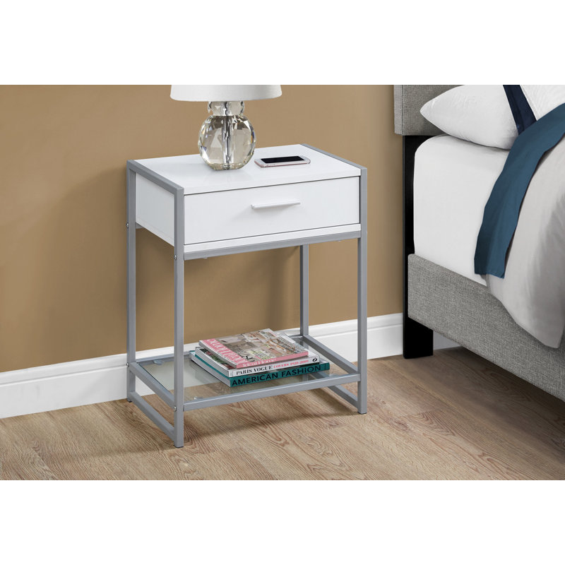 Hammons End Table with Storage, White