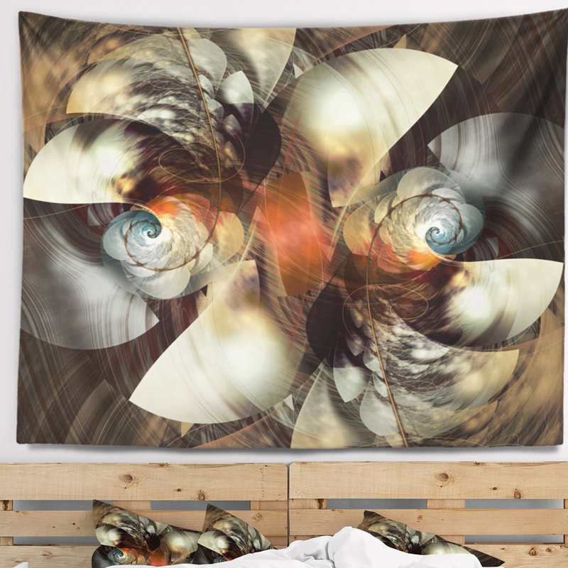 Tapisserie d'illustration brune fractale Abstract, H 50 po x l 60 po