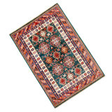 Hand-Knotted High-Quality Green and Red Area Rug