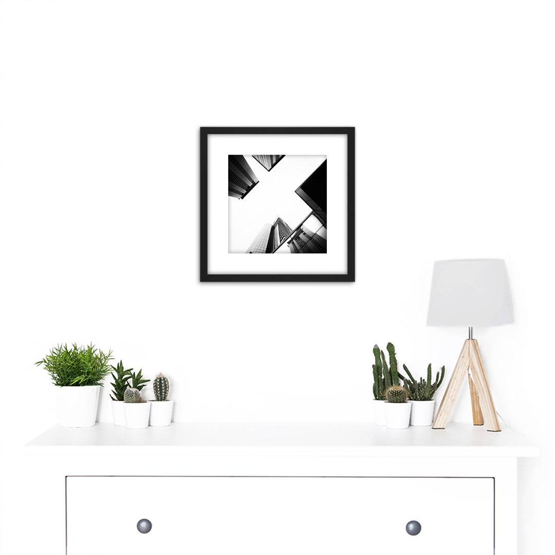 Downtown Buildings Black White Photo by Prunier - Single Picture Frame Print