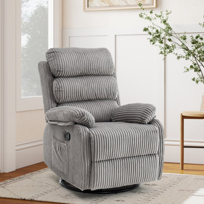 Fauteuil inclinable et oscillant pivotant en velours côtelé de 38 po de largeur, fauteuil manuel avec repose-pieds, plusieurs options de couleurs