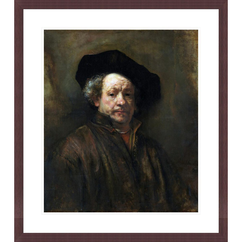 Autoportrait par Rembrandt van Rijn - Estampe numérique encadrée, H 26,62 po x l 23,5 po