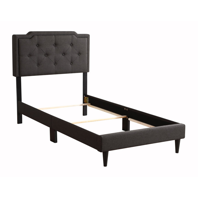 Élégant lit simple noir pour les espaces modernes, Fabric