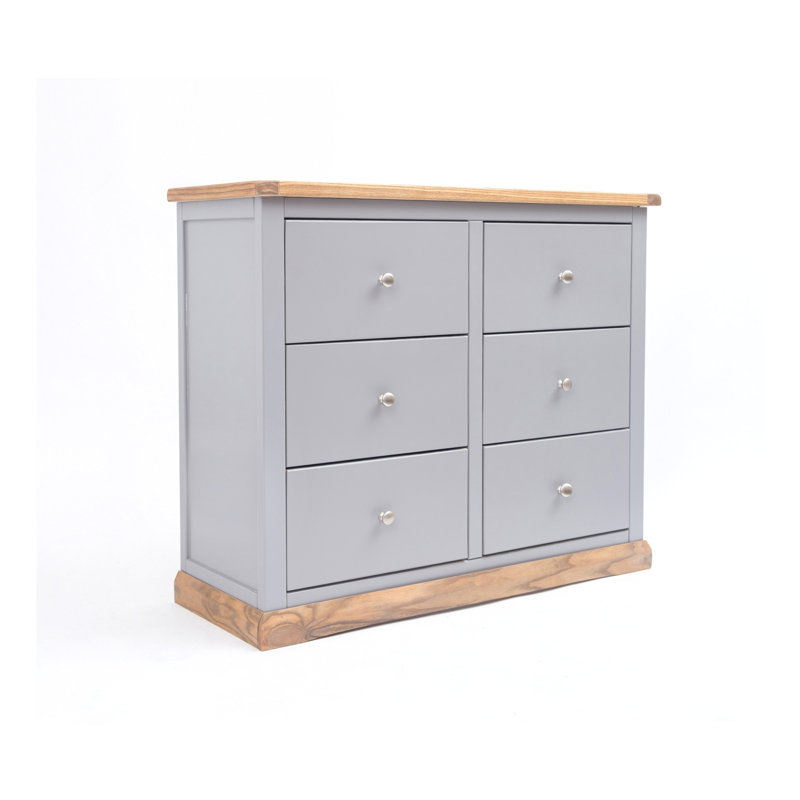 Millan 110cm W 6 - Drawer Chest of Drawers, Natural/Grey/Chrome