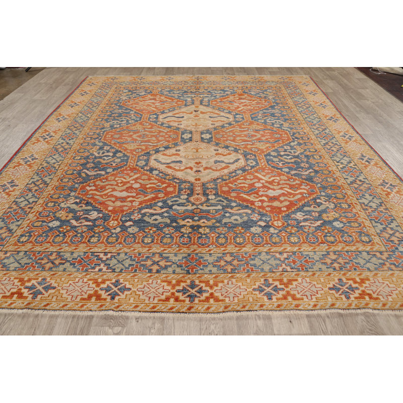 Tapis décoratif en laine noué à la main de conception unique 9 pi 8 po x 10 pi 4 po New Age Khotan