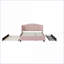 Grand lit plateforme tapissier en lin avec lit gigogne 2 tiroirs, aucun sommier requis, rose