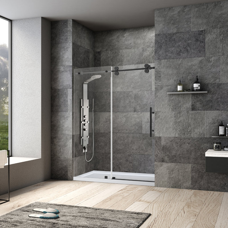 Vinnova Villena 68" Brushed Gold Frameless Sliding Shower Door