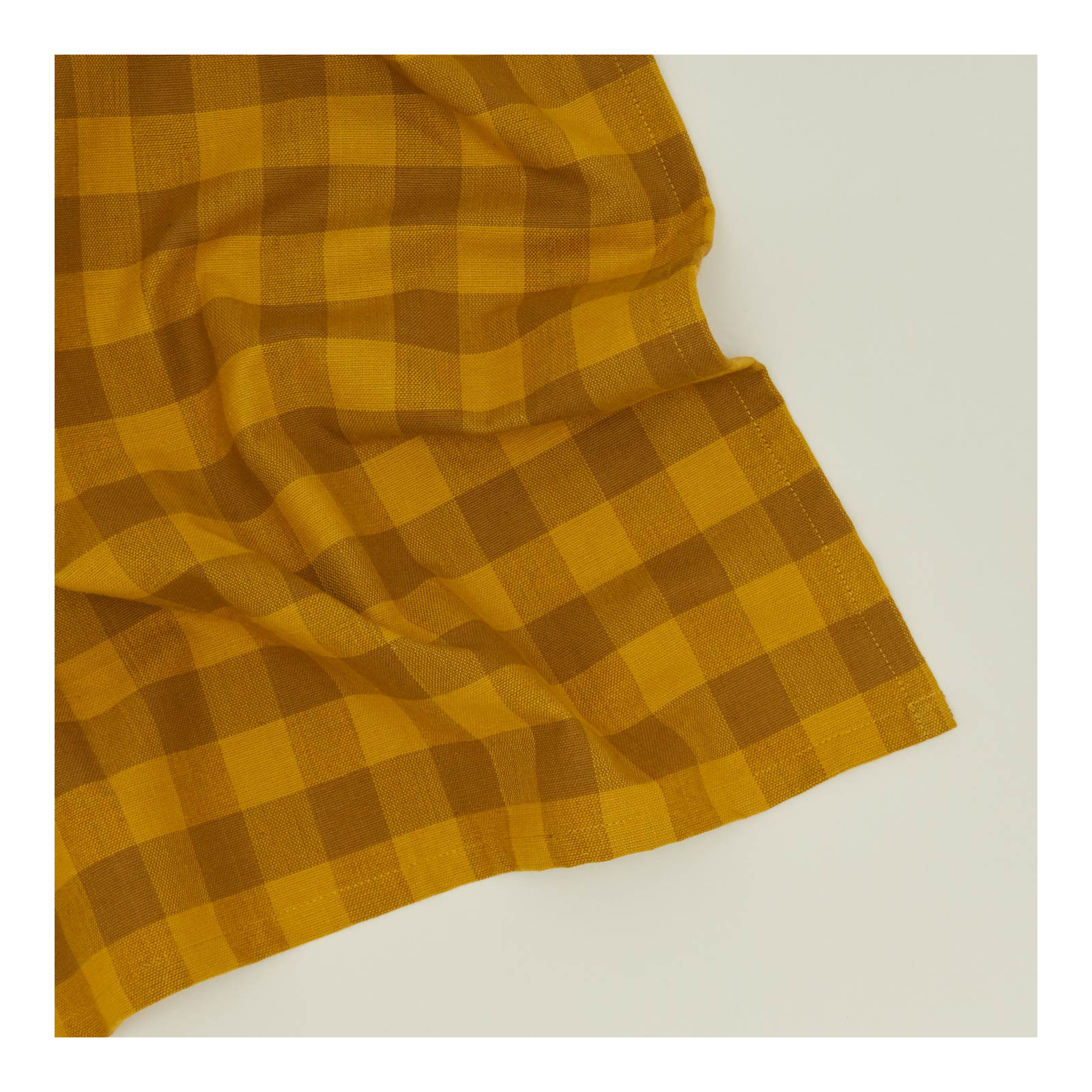 Essential Gingham Dinner Napkins, Mustard/Bronze