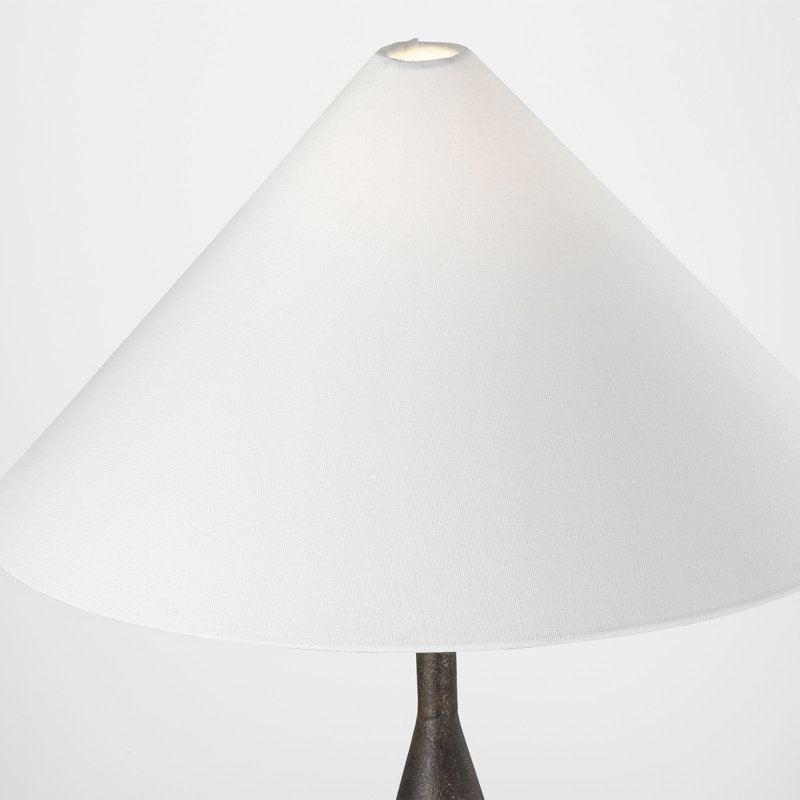 Lampe de salon de chambre à coucher à 1 lumière avec finition en lin blanc Kelly Porterstler Nebeker, Bronze