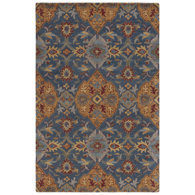 Bastidas Hand Tufted Wool Floral Rug, Rectangle 5' x 8'
