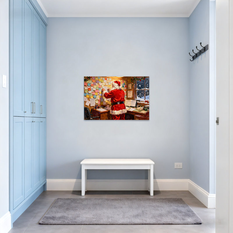 Père Noël de Noël écrivant sur des notes murales, H 12 po x l 18 po