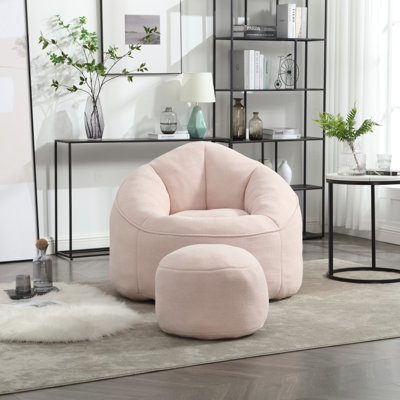 Fauteuil à billes en mousse haute pression avec repose-pieds rembourré pour un confort et une détente ultimes, parfait pour les adultes dans n'importe quelle pièce