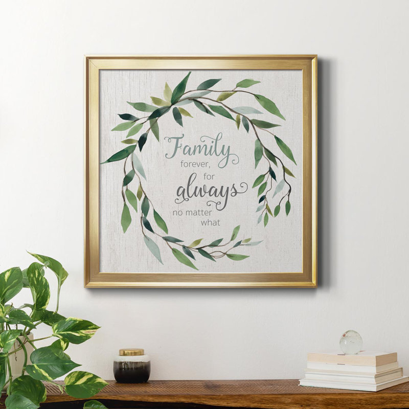 «Family Forever» - Toile encadrée de qualité supérieure - prête à être accrochée, Or, H 26,5 po x l 26,5 po x P 1,5 po