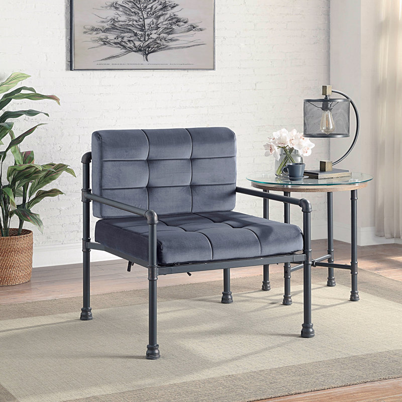 Fauteuil d'appoint en velours gris et finition gris sable
