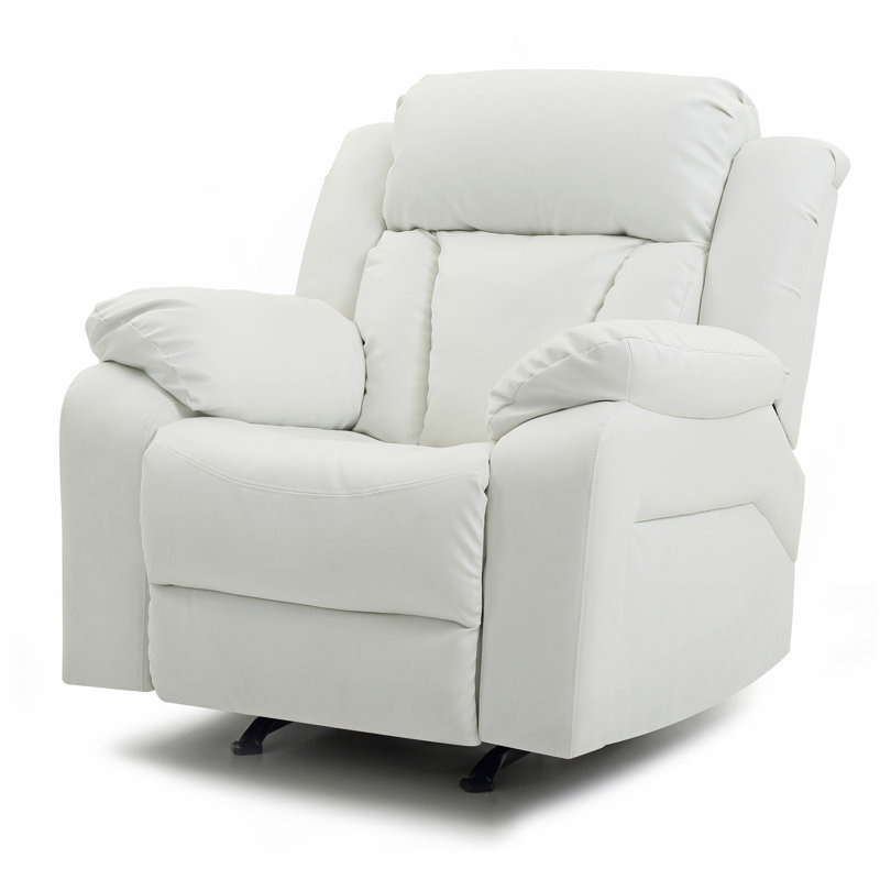 Élégant fauteuil inclinable blanc avec accoudoirs rembourrés, Blanc