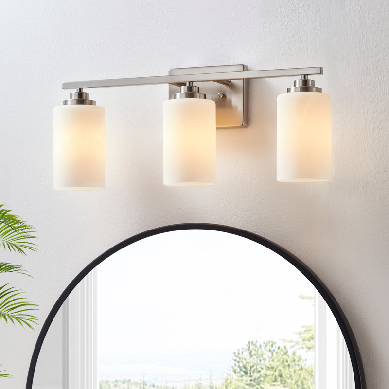 Éclairage pour meuble-lavabo avec verre blanc givré, Nickel brossé, 3
