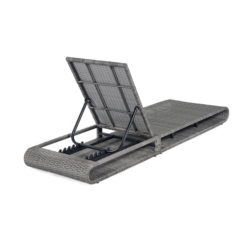 Chaise longue réglable en rotin PE Shmuel