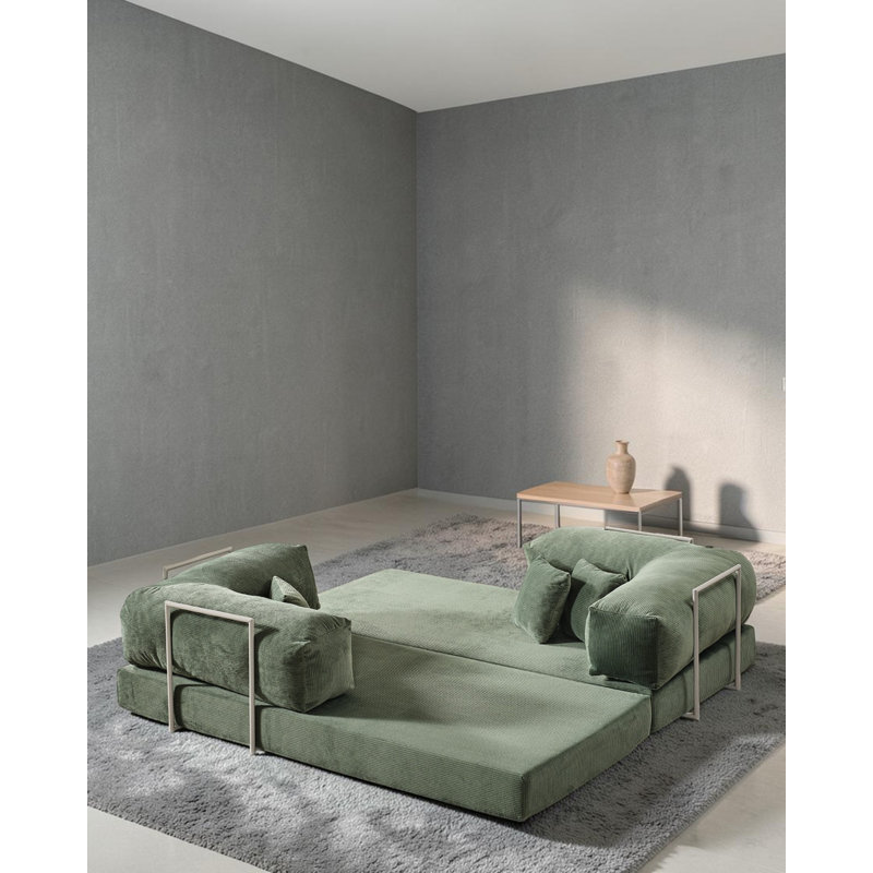 Canapé modulaire en L en velours vert, Vert