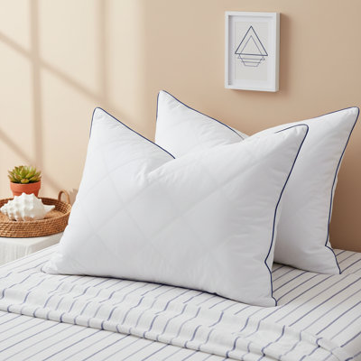 2 Pack HOTEL Goose Feather Soft to Medium Bed Pillows, 300TC Brushed Cover King Size