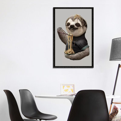 Sloth Eat Noodle by Adam Lawless - Print on Canvas