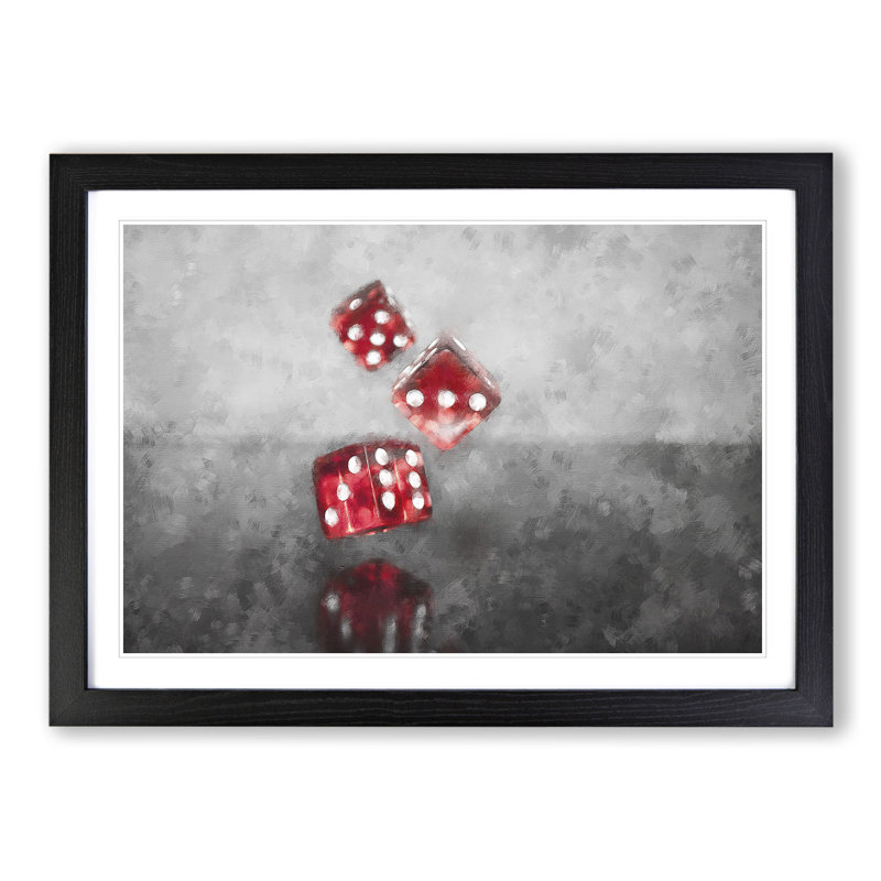 Rolling the Dice - Picture Frame Painting, 36cm H x 48cm W x 2cm D, Black Framed