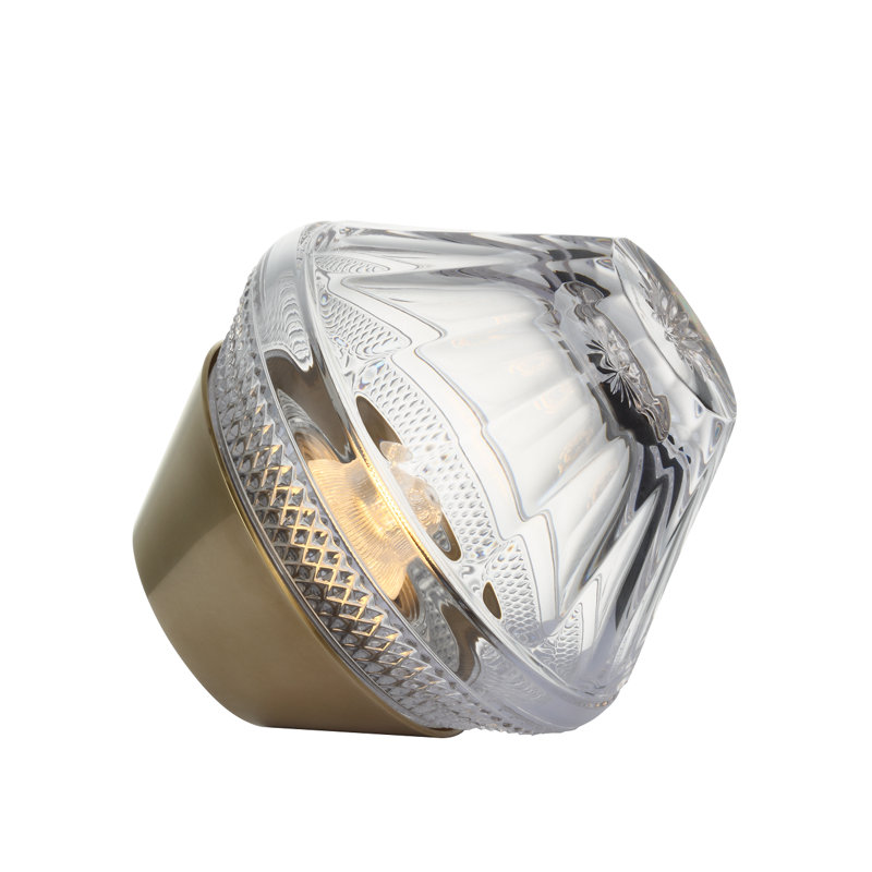 Waterford Copper Coast 5" Rechargeable Accent Lamp with Clear Crystal, Black