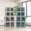 32 Gal Stackable Storage Bins With Lids. 3 Collapsible Boxes. Plastic Wheels And 5 Access. Folding For Easy Storage. Secure Stacking. White. Maximize Space Bins, 3 Packs Containers Doors. Compact