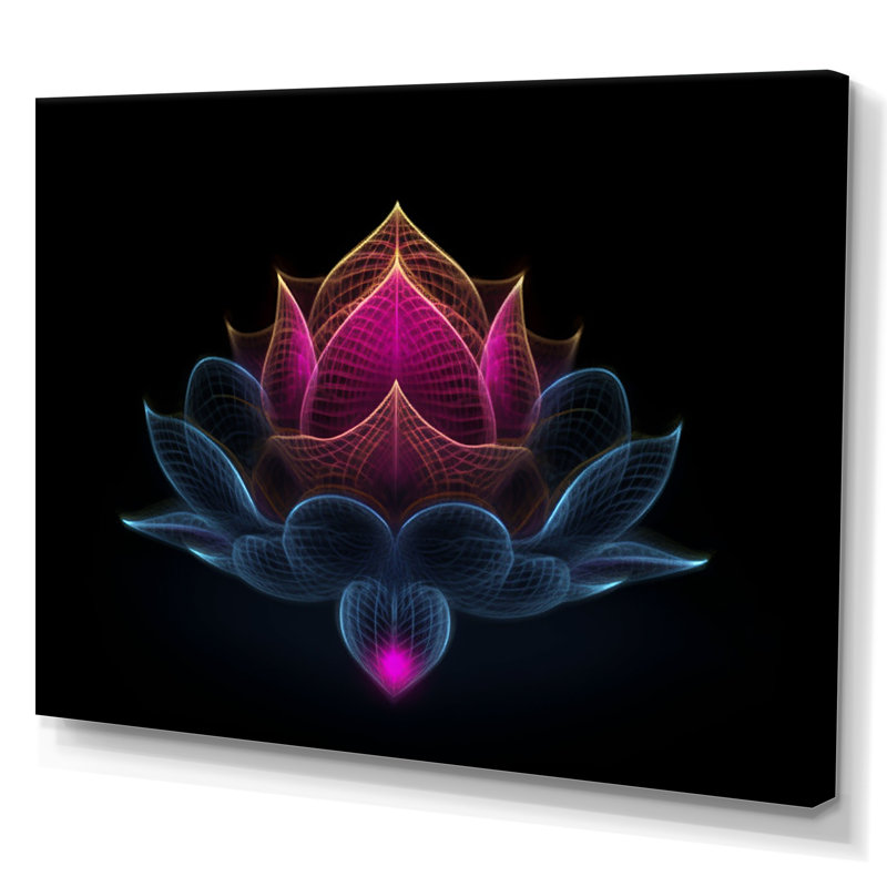 Lumière sur un lotus rose sur toile, Toile tendue, H 16 po x l 32 po x P 1 po