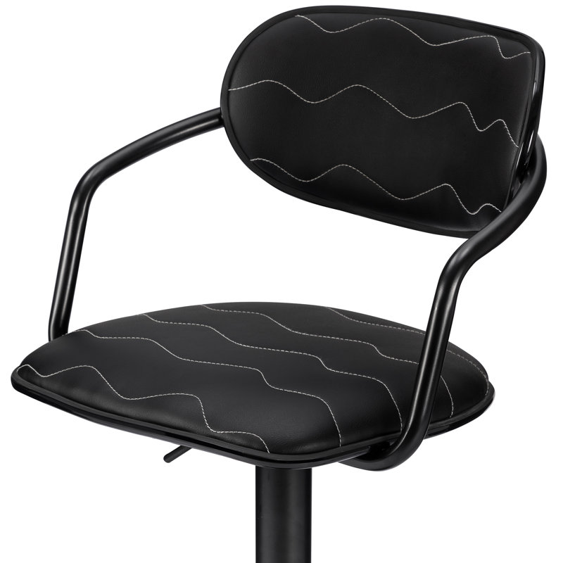 Bar Stools Set of 4, PU Leather Adjustable Swivel Barstools, Counter Height Bar Chairs with Armrest and Back for Bar, Kitchen, Dining Room