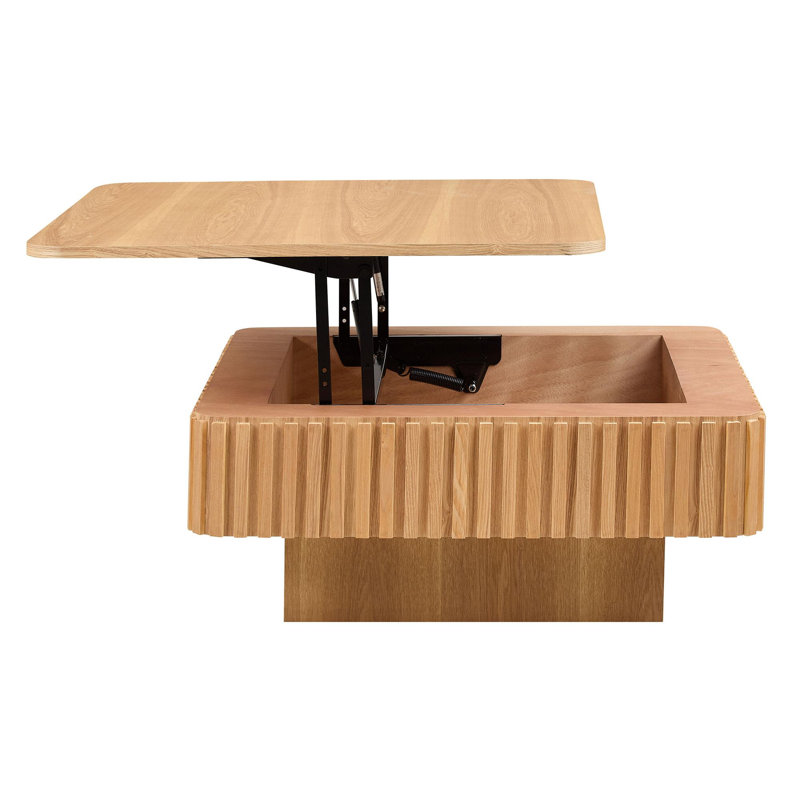 Table basse à plateau relevable 35,43 po, Bois de chêne