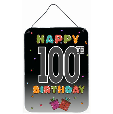 Art textuel sur bois, "happy centième birthday" par denny knight