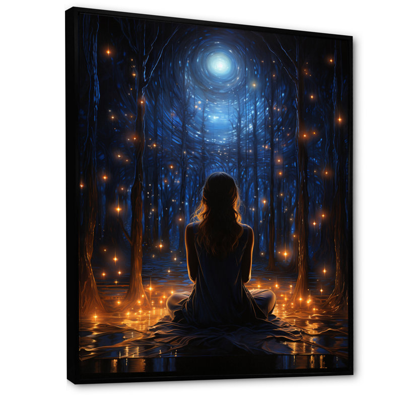 Yoga et le cosmos II, Noir, H 40 po x l 30 po x P 1,5 po