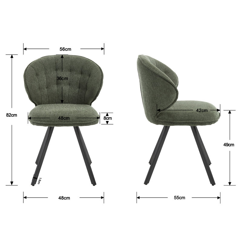 49cm H Upholstered Metal Accent, Green