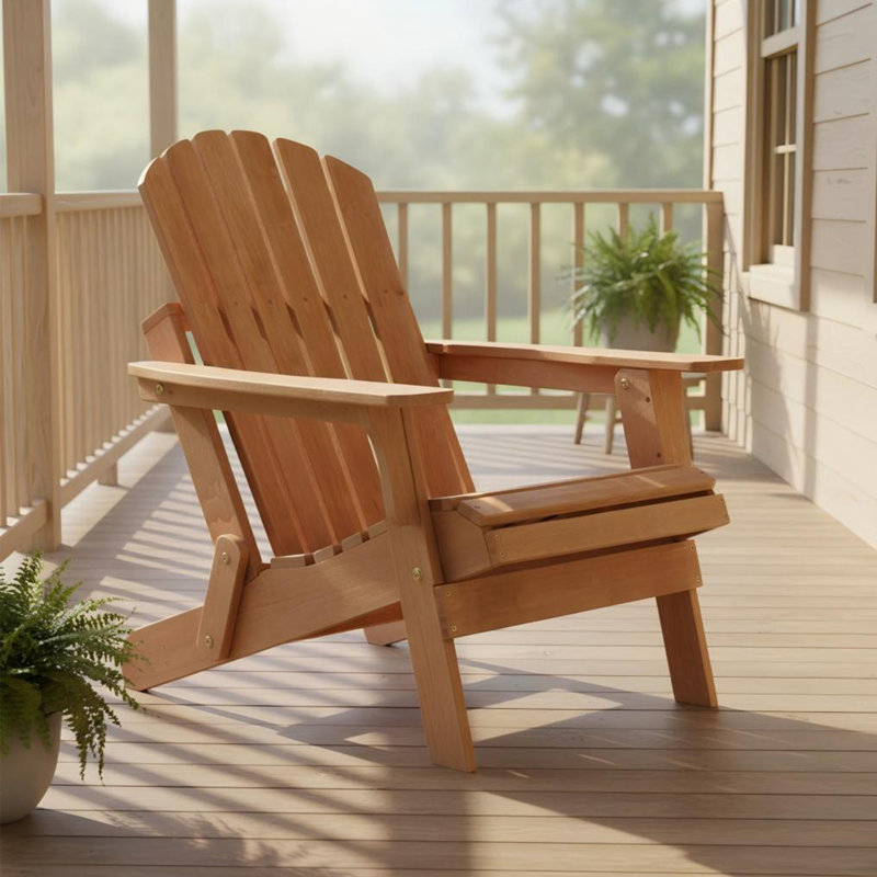 Grande chaise Adirondack pliante pré-assemblée en sapin de Chine - capacité de 330 lb, Marron clair