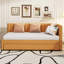 Lit de jour rembourré avec lit gigogne simple, aucun sommier nécessaire, tissu en lin, conception peu encombrante pour les petits appartements-527575763-527575762