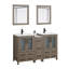 Ensemble de meuble-lavabo autoportant à double cuve 60 po avec plateau en céramique et miroirs assortis Brescia-107174079