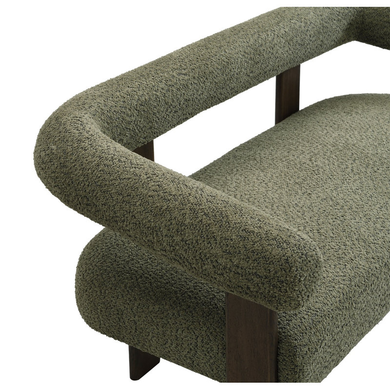 Modern Loveseat with Round Armrests, Compact Upholstered Sofa for Home Use