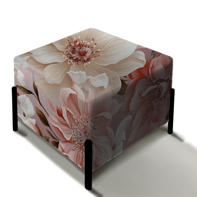 Pink And White Poppies Blossoming Grace I - Floral Square Ottoman