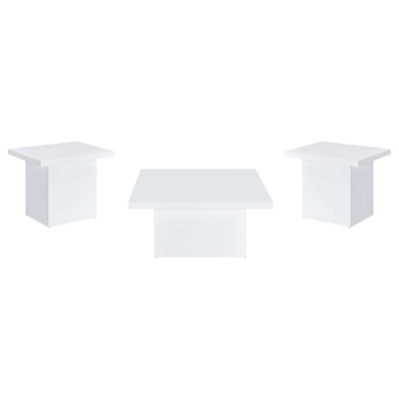 Ensemble de tables basses 3 pièces à surface réfléchissante et au design polyvalent Eldridge