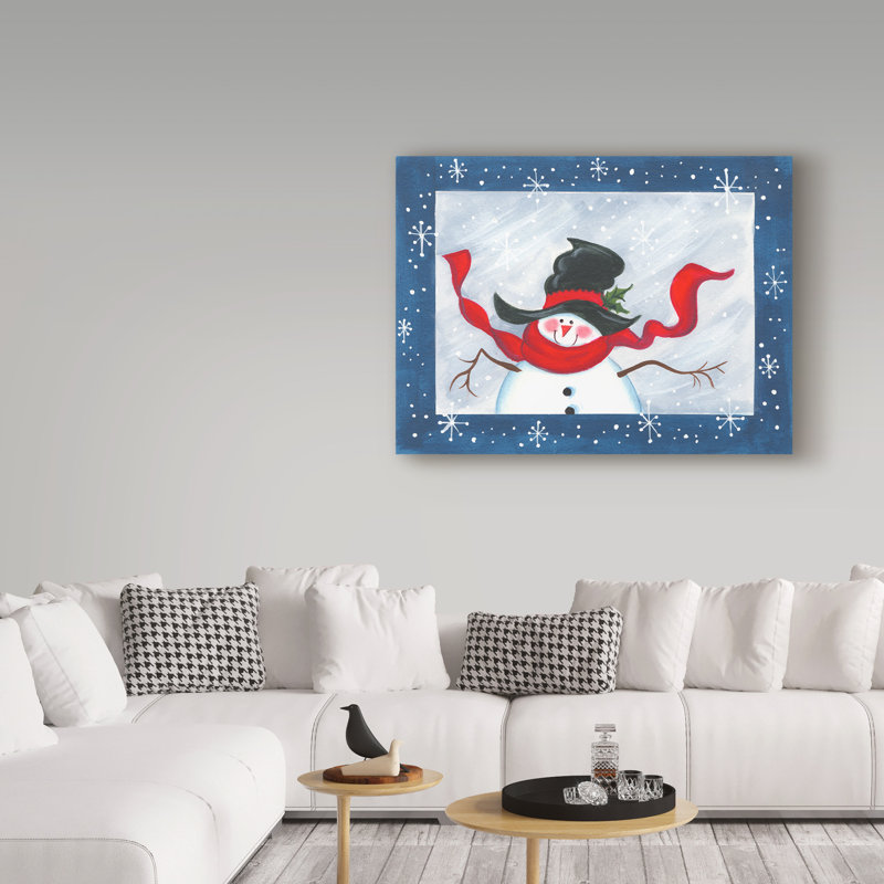 « bonhomme de neige centré », art sur toile, H 14 po x l 19 po x P 2 po