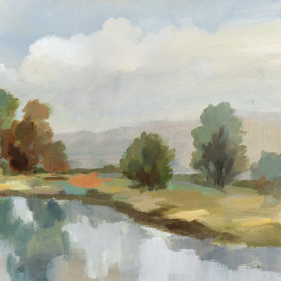 Rivière et nuages III sur toile par Silvia Vassileva