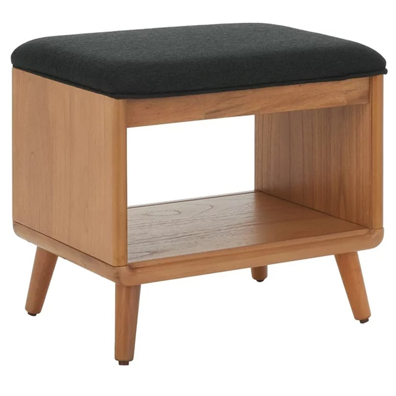 Polyester Upholstered Storage Bench, Black