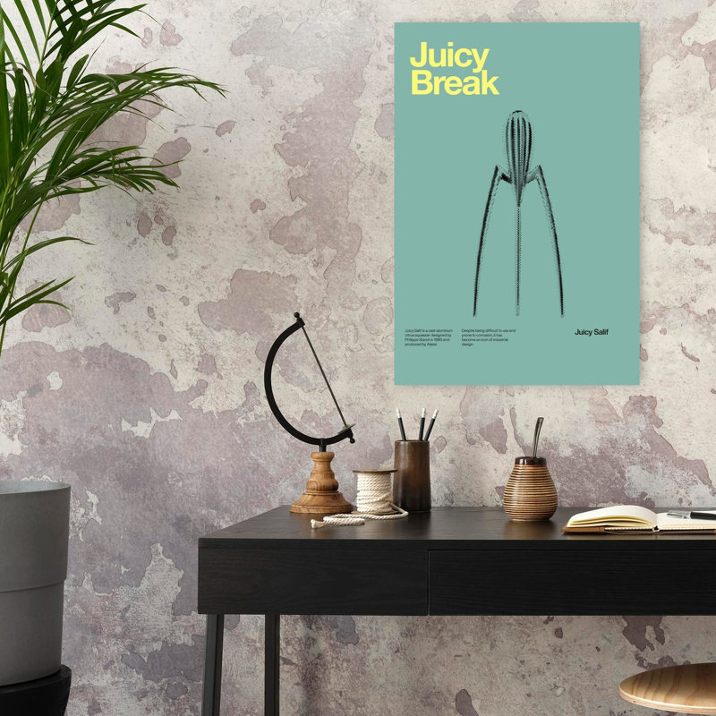 Modern Citrus Juicer Abstract Contemporary Elegant Wall Art Print 1 Piece Wrapped Canvas Wall Art, 60.96cm H x 40.64cm W