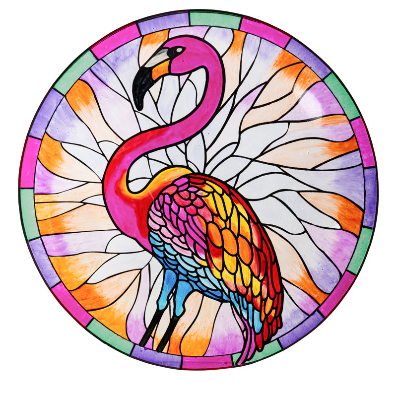 Bain d'oiseaux en vitrail, 18 po